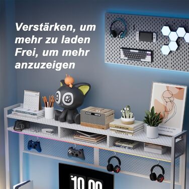Ігровий стіл Devoko зі світлодіодним підсвічуванням, письмовий стіл DIY на кілочках з USB-портом і розеткою, комп'ютерний стіл 120