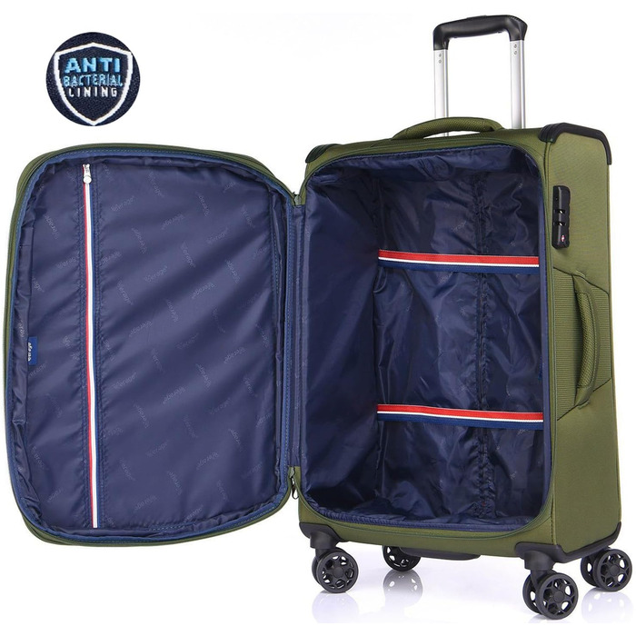 Розширюваний валіза-кейc з мяким корпусом - ручна поклажа, малий розмір 55x38x23 см, тканинний валіза на колесах, водонепроникний, з 4 колесами та TSA замком, обєм 48 літрів, чорний S Чорний