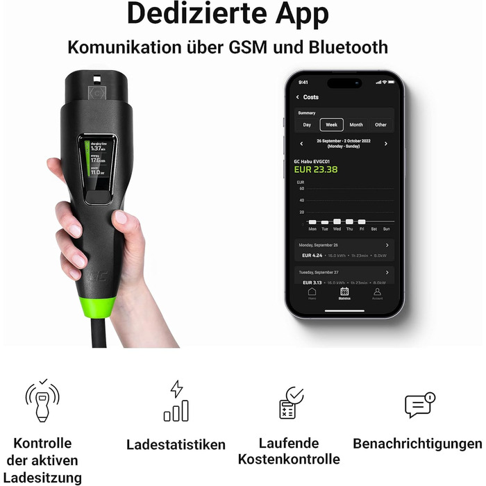 Електромобілі Мобільний зарядний пристрій Wallbox 11kW 7m EV Тип 2 до CEE 16A з додатком e-Car Домашня зарядка без Wallbox 2in1 Су