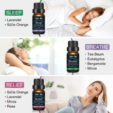 Набір ефірних олій Janolia, пакет оновлення, набір чистих натуральних ароматичних олій для розслаблення дифузора покращують сон