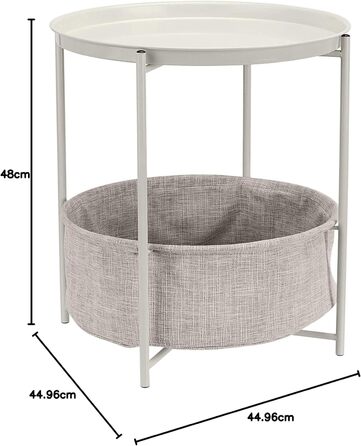 Круглий журнальний столик Storeo Basics із рішенням для зберігання, світло-кремовий вересовий журнальний столик 44,96 x 44,96 x 48,0 см