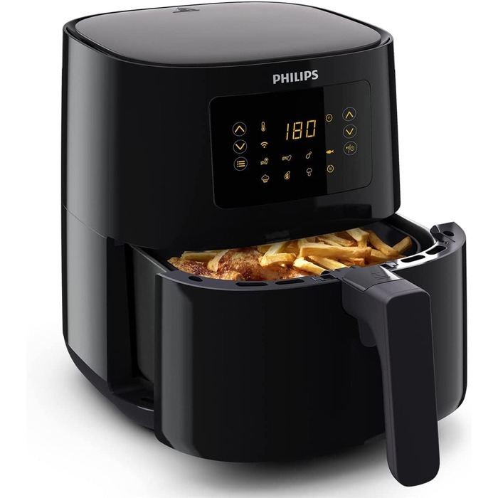 Мультипіч Philips серії 5000, розмір L, 4,1 л (0,8 кг), функції приготування 13-в-1, підключення до Wi-Fi, на 90 менше жиру завдяки технології Rapid Air, додаток HomeID, сумісний з Alexa (HD9255/90)