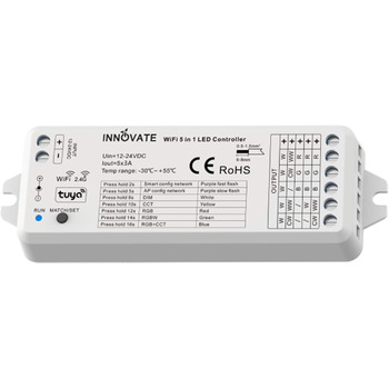 Бездротовий контролер TUYA 5in1 SC/CCT/RGB/RGB-WW/RGB-CCT 12-24V для затемнення, WiFi 2.4G (контролер 5в1) - підходить для розумного будинку