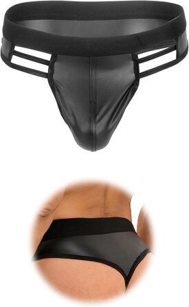 Стрінги чоловічі ohyeahlady, екошкіра (PU), чорні, M