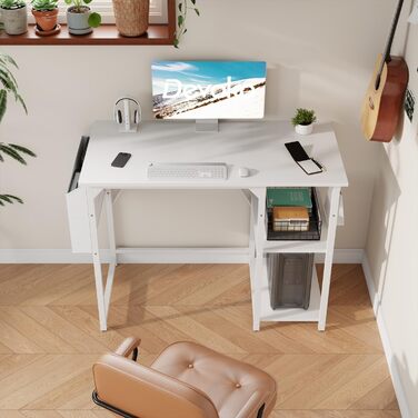 Комп'ютерний стіл Devoko зі зворотною полицею, 100-сантиметровий письмовий стіл з гачком для навушників, навчальний стіл в індустр