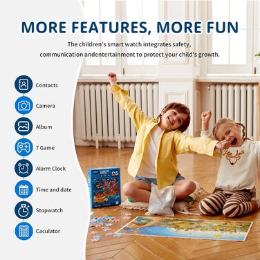 Смарт-годинник для дітей, дитячий смарт-годинник IP68 з GPS та телефоном, HD відеодзвінок, виклик SOS, шкільний режим, ігри, будильник, SIM-карта, мобільний телефон, водонепроникний смарт-годинник, подарунки для дівчаток та хлопчиків, чорний, 4G