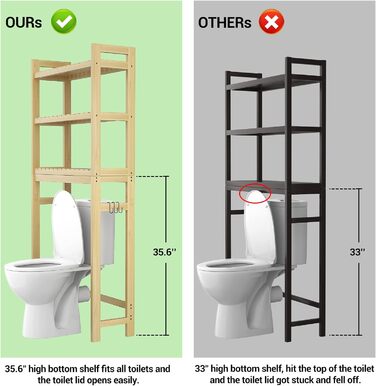 Для туалету, 3-рівнева бамбукова полиця для ванної кімнати з 3 гачками, над унітазом полиця-органайзер, окремостояча, для невеликих приміщень, туалету, пральні, легка збірка, натуральний матеріал