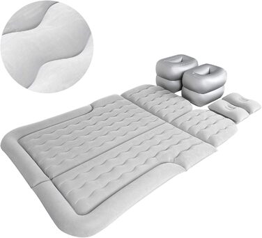 Надувне автомобільне ліжко, надувний матрац, кемпінгове ліжко, автомобільний надувний матрац, надувне, потовщене дорожнє ліжко, килимок для сну, аксесуари для кемпінгу (сірий)