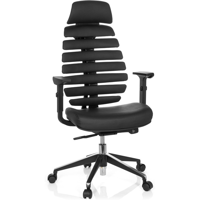 Офісне крісло Ergo LINE II PRO, 71 x 45 x 60 см, натуральна шкіра / алюміній, чорний