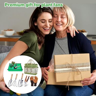 Набір садових інструментів Gartenwerkzeug, 7 предметів, з органайзером-сумкою для інструментів, міцний нержавіючий набір садового інструменту, ідеальний подарунок для жінок, чоловіків та садівників-любителів