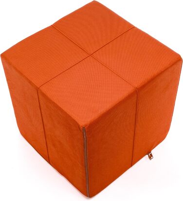 Пуф для ніг, штучна шкіра/мікрофібра, кубоподібний куб, пуф/оттоманка/підставка для ніг для вітальні, декор для дому, 40x40x40 см, Faber Orange A44