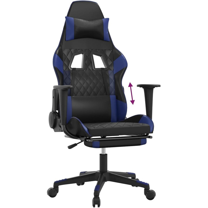 Ігрове крісло з підставкою для ніг, крісло для ПК, ігрове крісло, крісло для геймерів, крісла для ігор, крісла для кабінету, крісло для PlayStation, комп&39ютерне крісло, чорно-синя штучна шкіра