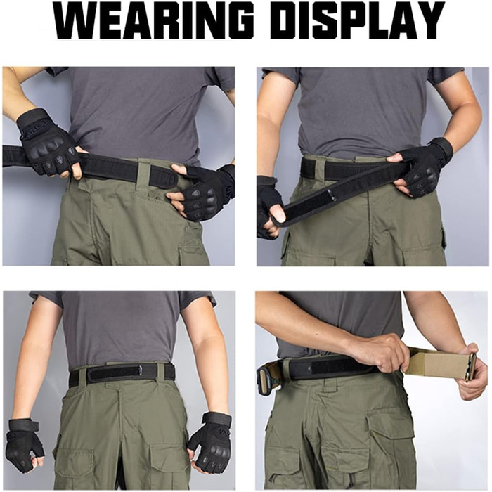 Тактичний ремінь з лазерним різанням 5 см, регульований бойовий ремінь із внутрішньою/зовнішньою системою ременів та застібкою на липучці, ремінь для страйкболу, тренувань на природі та тактичних тренувань M CB