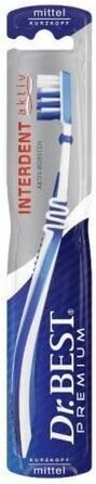 Зубна щітка Dr.BEST Interdent Active Short-Head Toothbrush Medium, (6 x ), для ретельного очищення проміжків між зубами зі спеціальною щетиною