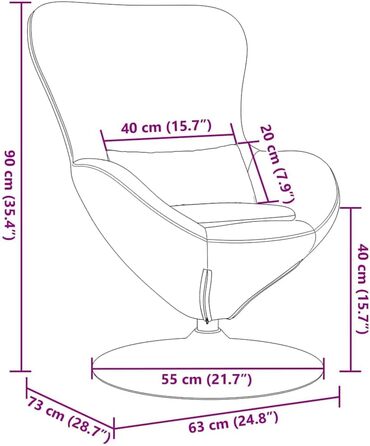 Крісло-яйце світло-сіре 63 x 73 x 90 см Тканина, Вітальня, Сучасне обертове крісло-яйце, Стильні меблі для дому, Елегантне крісло для відпочинку та комфортне рішення