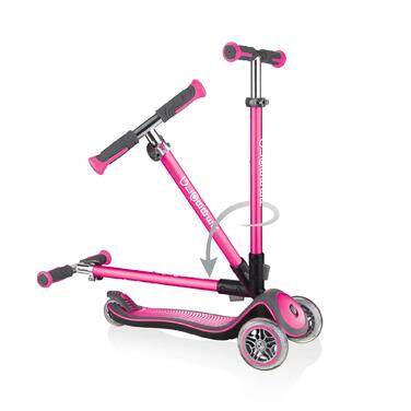 Дитячий самокат GLOBBER Elite Roller Deluxe Lights (3 роки) 3 колеса, ABEC 5, регульована висота, світлодіодні колеса, рожевий