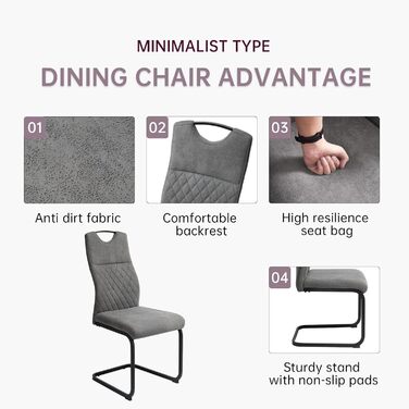 Обідні стільці JIEXI, комплект з 4 шт. , консольні стільці з високою спинкою, м&39які бічні стільці, стільці для вітальні, 150 кг (2 місця)