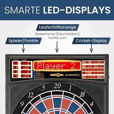 Електронна мішень для дартсу Dartona JX2000 Tournament Pro - Електронна мішень для дартсу Турнірна дошка з 41 грою та понад 200 варіаціями Дуже хороший рейтинг на Vergleich.org