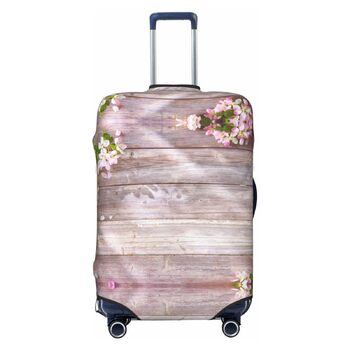 Чохол для валізи Весняні квіти з міцного поліестеру, захисний, еластичний, чорний, розмір 90 см