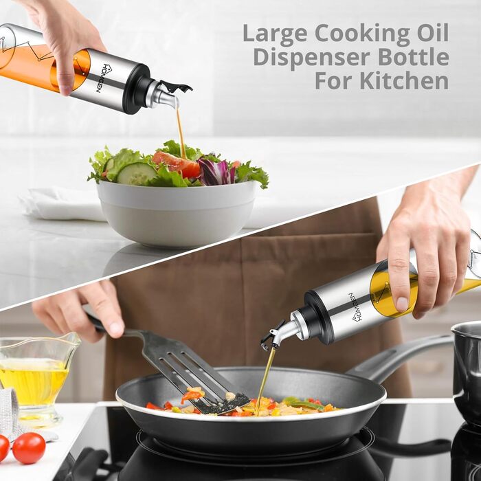 Пляшка з олією HOMGEN 2 шт. Пляшка з оцтом з носиком для пресування та герметизації Пляшка з розпилювачем 650 мл зі шкалою з безсв