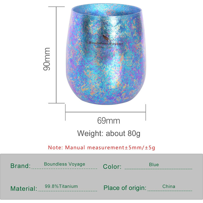 Безмежна подорож Титанова чашка Двошарова барвиста чашка Кемпінгова чашка для води Портативна дорожня кружка для чаю, вина, пива,