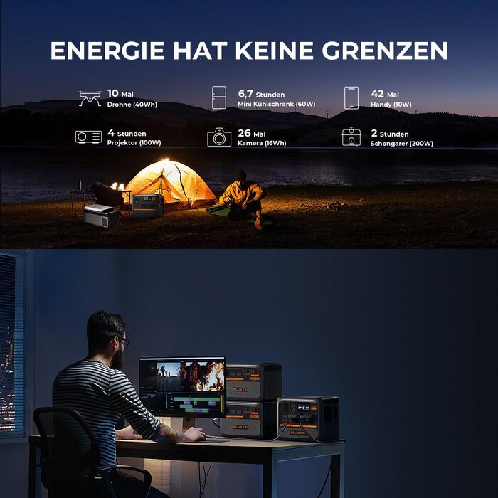 Портативна електростанція BLUETTI AC60P, потужність 600 Втгод, вихідна потужність змінного струму 1000 Вт (пікова 1200 Вт), компактне рішення для живлення в дорозі