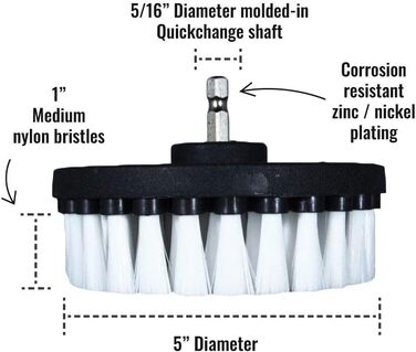 Преміальна щітка для дриля Kornely, надзвичайно м'яка, біла, 13 см для професійного очищення. Не дряпає поверхні. Підходить для чи