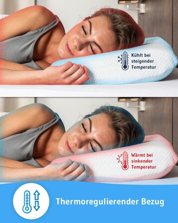 Охолоджувальна подушка VITALice Регульована по висоті подушка для шиї з піни з ефектом пам&39яті з чохлом ClimaCool Класна ергономічна подушка для сну на боці, дихаюча, ергономічна, 56x36x9,5/11,5 см