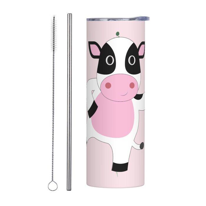 Кухоль з прямою трубочкою, 590 мл, принт з мультяшним календарем, дорожній кухоль, підходить для кемпінгу, офісу та дому