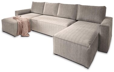 Кутовий диван Masseno ASPRA з функцією сну, U-подібний, диван з відділенням для зберігання речей, диван для вітальні, кушетка, диван-ліжко, комплект диванів - бежевий, POSO 02
