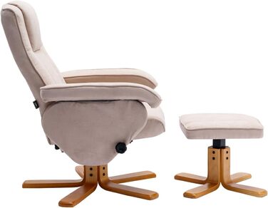 Крісло-табурет SVITA Charles, бежеве крісло для телевізора, обертове крісло, поліестер, дерево