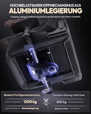 Ігрове крісло Dowinx, вантажопідйомність 200 кг, крісло керівника, ергономічне офісне крісло з 4D підлокітниками та поперековою опорою, ігрове крісло з регульованою висотою для геймерів та кіберспорту, чорне