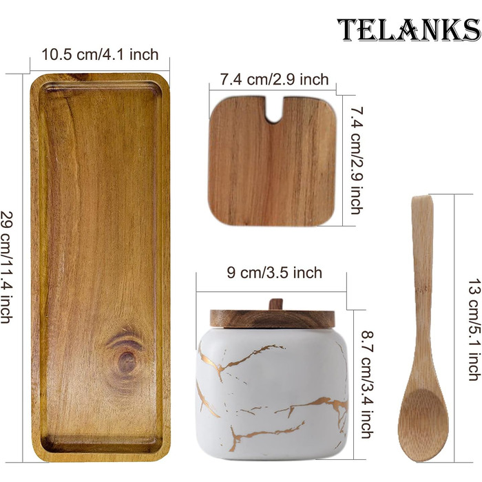 Набір баночок для спецій TELANK, цукорниця з кришкою та ложкою, керамічна банка з кришкою для дому та кухні біла