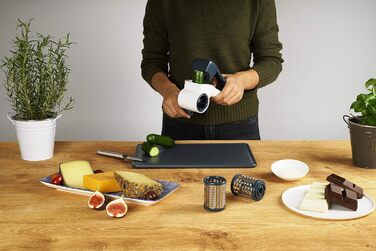 Барабанна терка Fackelmann 27911, нержавіюча сталь 18/8, білий, сріблястий і синій, 210,5X10CM Терка для барабанів білий/синьо-сірий