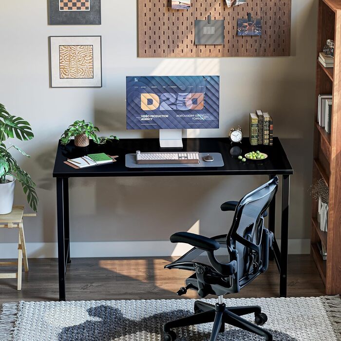 Письмовий стіл, невеликий офісний стіл для навчання та письма, дитячий стіл, простий ігровий стіл для ПК, регульовані ніжки, чорний 80 x 40 см, 80