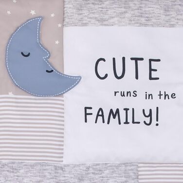 Шамбре, темно-синій, сірий і білий слон, місяць, хмари і зірки, комплект постільної білизни з 3 предметів для дитячого ліжечка, ко