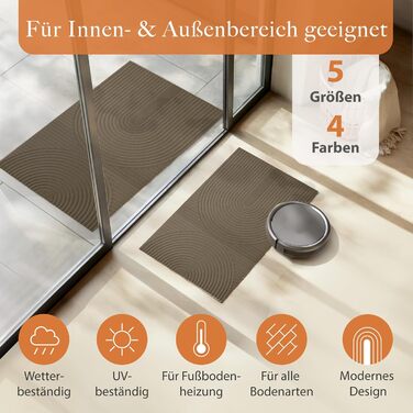 Килимок для прихожих для дому та вулиці 90x150 см - нековзний, вбирає вологу та можна прати в пральній машині - брудозахисний килимок та килимки, сертифіковані Oeko-Tex - килимок для прихожих для дому - коричневий 90 x 150 см