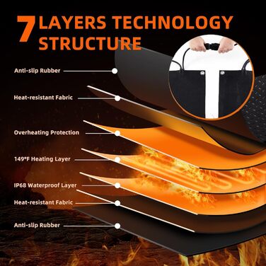 Підігрівані килимки для танення снігу, 25,4 x 76,2 см, електричні гумові килимки для вулиці зими, для видалення снігу та льоду, нековзні, підігрівані килимки для сходів, сходинок, доріжок, під&39їзної дороги