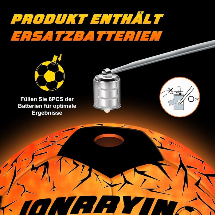 Футбольний м'яч, що світиться, водонепроникний футбольний м'яч зі світлодіодним підсвічуванням, футбольний м'яч, що світиться в темряві, для тренувань та ігор для дітей і дорослих - з насосом і додатковими батареями