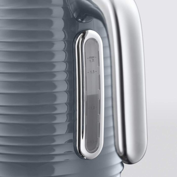 Чайник Russell Hobbs 1,7 л, 2400 Вт Inspire сірий з високоякісною глянцевою структурою (функція швидкого закипання, знімний фільтр