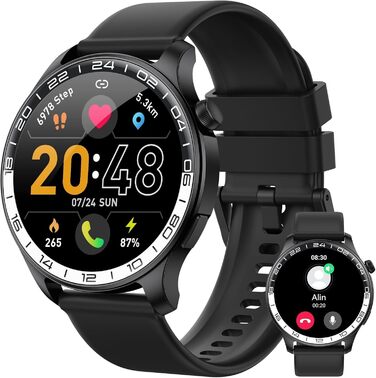 Розумний годинник для чоловіків, 1,43-дюймовий AMOLED-дисплей, сенсорний розумний годинник з Bluetooth-дзвінками, 120 спортивних режимів, фітнес-годинник, водонепроникний спортивний годинник IP68, фітнес-трекер з SpO2, серцевим ритмом, крокоміром, монітор