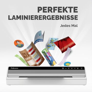 Ламінатор Fellowes Saturn A4 для офісу InstaHeat, час прогріву 60 секунд, усунення застрягання, автоматичне вимкнення для ламінату 80/100/125 мікрон включає 10 ламінаторів для дому та офісу (один)