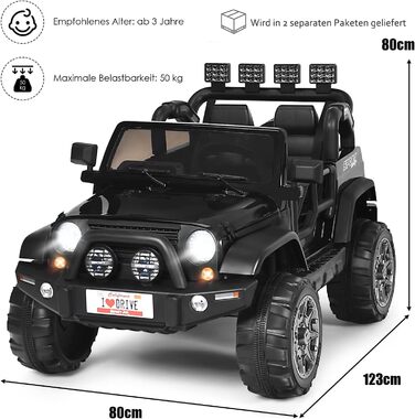 Дитячий електромобіль DREAMADE, 2-місний дитячий електромобіль з пультом дистанційного керування 2,4 ГГц та світлодіодним світлом