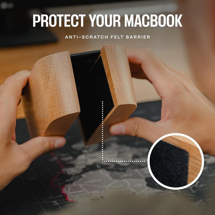 Регульована вертикальна підставка для ноутбука на стіл, деревний тримач для ноутбука, підставка для MacBook Pro, деревна док-станція для Mac Air (масив дуба) масив дуба