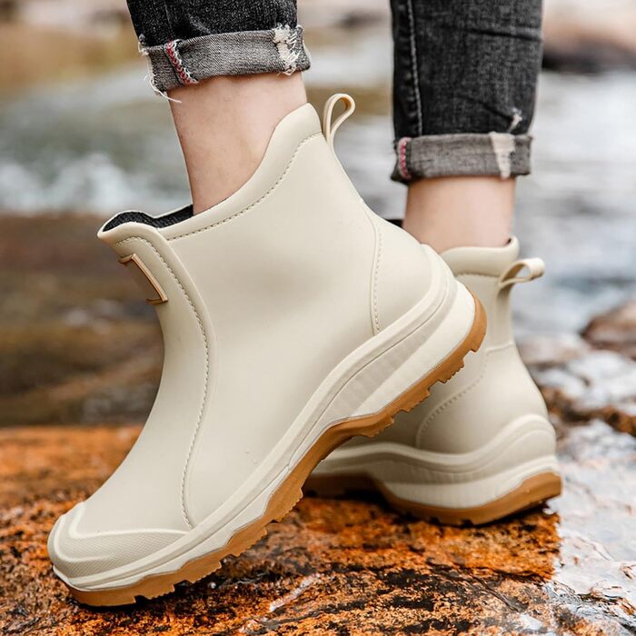 Чоловічі гумові чоботи, водне взуття, гумове взуття з верхнім одягом, студентський повсякденний одяг, все для роботи на свіжому повітрі, риболовлі, миття автомобіля, кухні, не бахіли, гумові гумові чоботи, високе взуття, чоловічі, бежевого кольору, 38 2/3