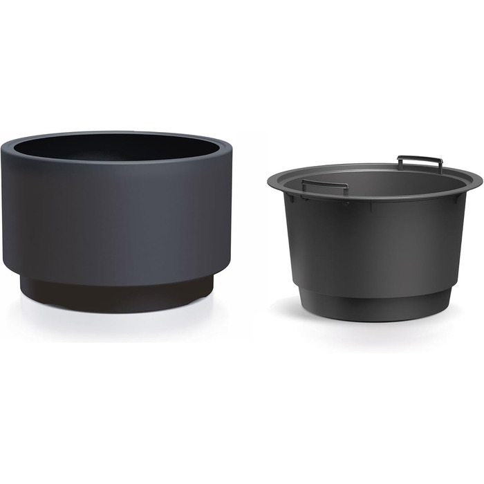Круглий пластиковий квітковий горщик Spetebo з основою - 48 x 30 см - дизайнерський квітковий горщик антрацитового кольору з посадковою вставкою - кашпо, ваза для квітів, садове кашпо, середній розмір / 48 x 30 см