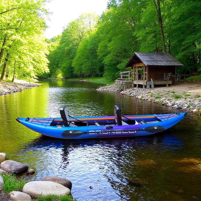 Надувний каяк Brunelli для 2 осіб, повний комплект, каное, каяк, туристичний човен, синій