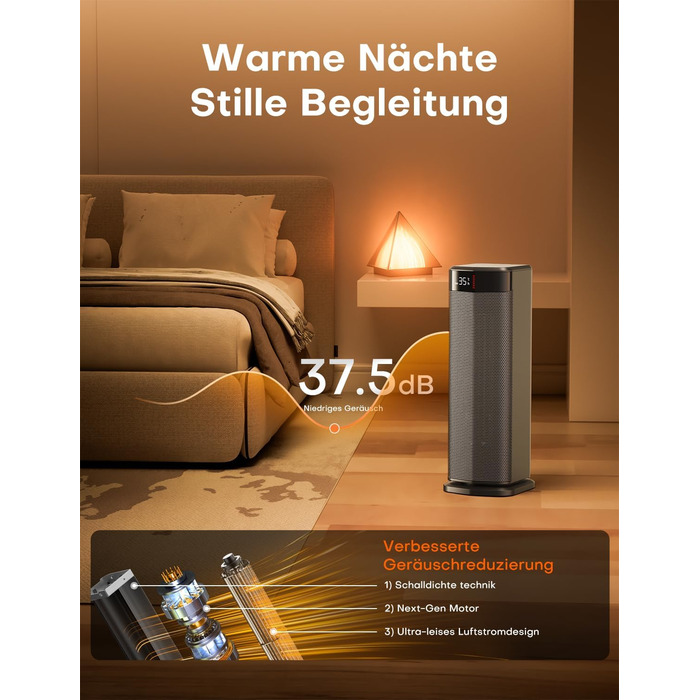 Тепловентиляторний обігрівач PTC потужністю 2000 Вт, енергозберігаючий, 4 режими, режим ECO, термостат, коливання на 90, таймер 24 години, пульт дистанційного керування, захист від перекидання та перегріву для використання в приміщенні