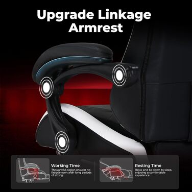 Ігрове крісло GTPLAYER, ергономічне офісне крісло з підставкою для ніг, регульованим підголівником та поперековою опорою, ігрове крісло, білий колір