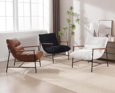 М&39яке крісло, крісло для вітальні, сучасне крісло-реклайнер, крісло для читання зі штучної шкіри, крісло з відкидною спинкою, акцентне крісло з підлокітниками, спальня (коричневе)